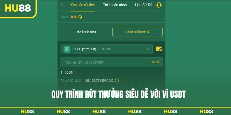 Quy trình rút thưởng siêu dễ với ví USDT